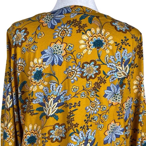 SOFT SURROUNDINGS Lorna Button Front Top Size 1X Golden Floral Long Sleeve Boho - Picture 11 of 16
